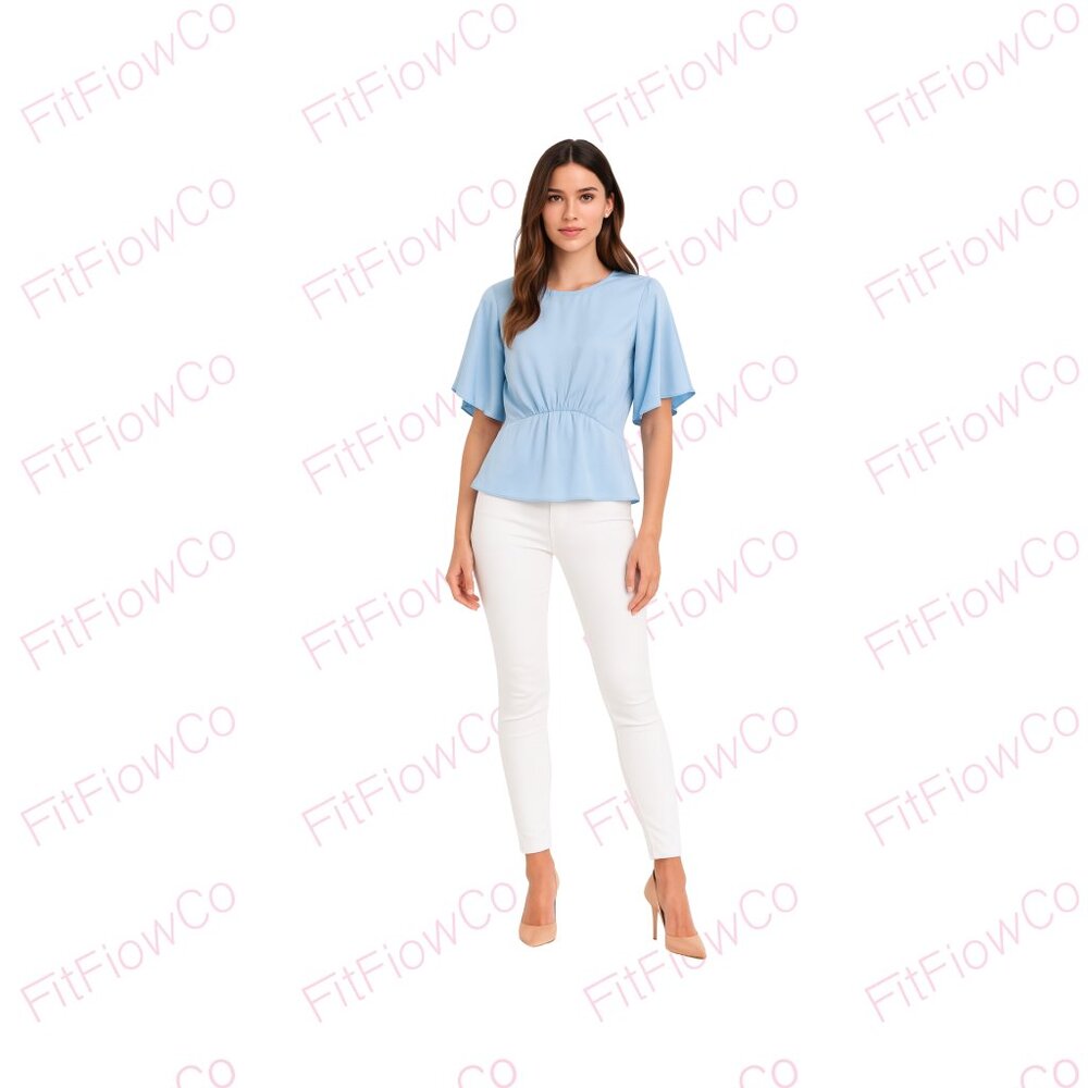 Express Light Blue Flutter Sleeve Blouse – Size S – EUC